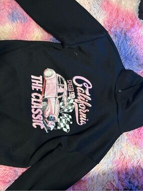 SHEIN Black Hoodie with Pink Graphic Classic Car